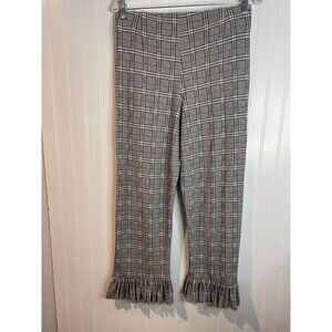 Topshop Womens UK 14/US 10 Checkered Ruffle Hem Trousers